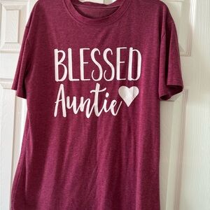 Blessed Auntie Graphic Tee - Maroon with White Print